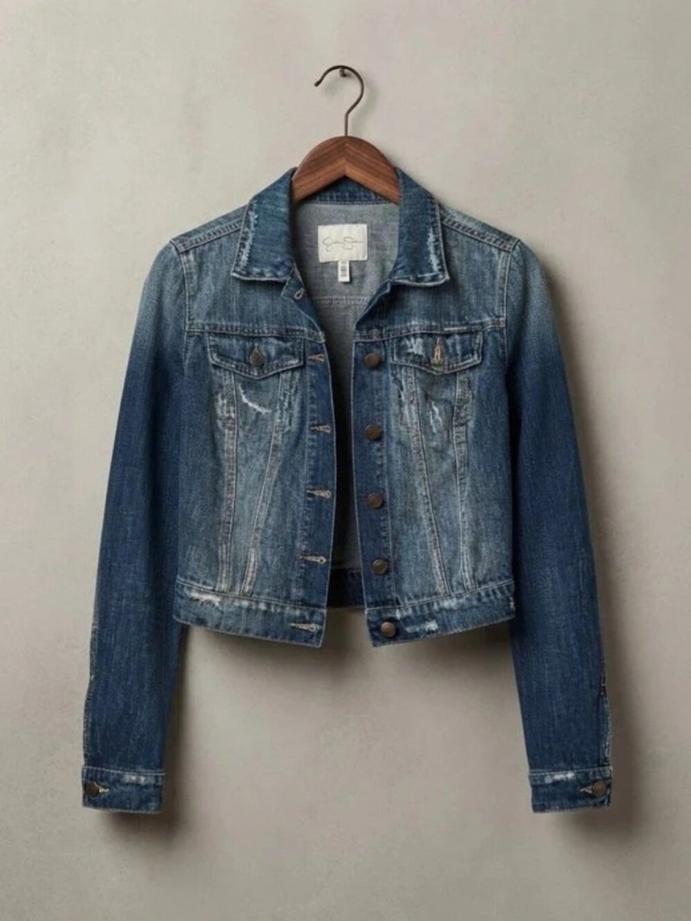 Jessica Simpson Distressed Denim Trucker Jacket Size S